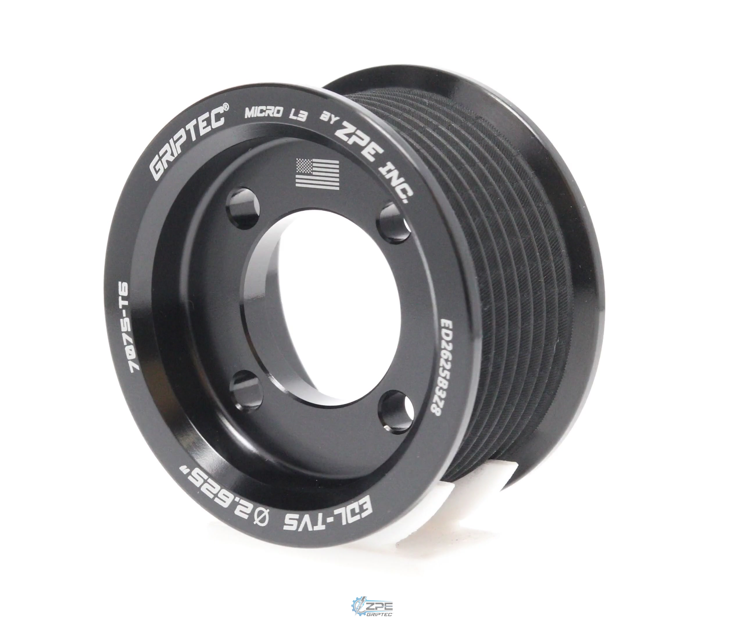 2.625" 8 Rib ZPE GripTec® 2pc Edelbrock TVS L3 Black Pulley Only