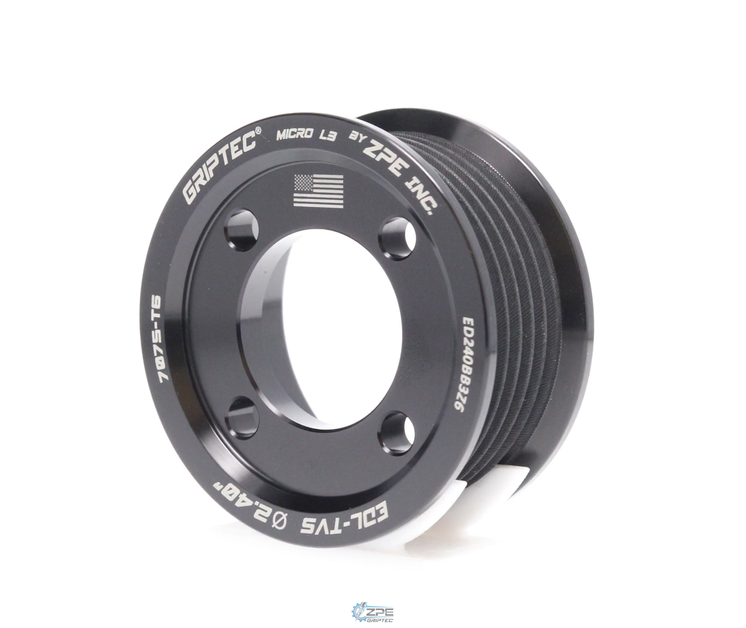 2.40" 6 Rib ZPE GripTec® 2pc Edelbrock TVS L3 Black Pulley Only