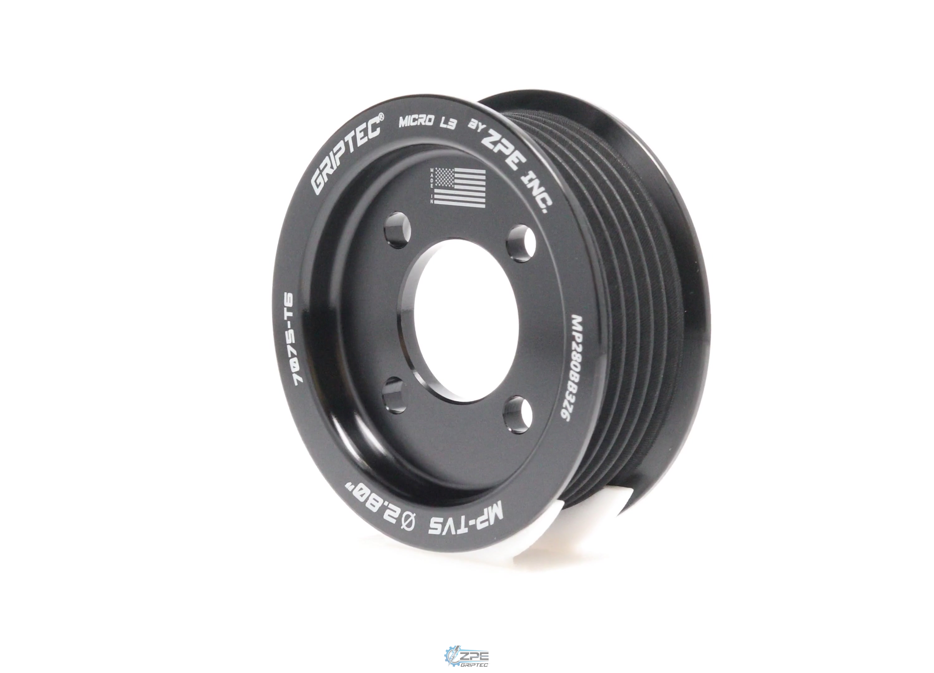 2.80" 6 Rib ZPE GripTec® 2pc Magnuson TVS L3 Black Pulley Only