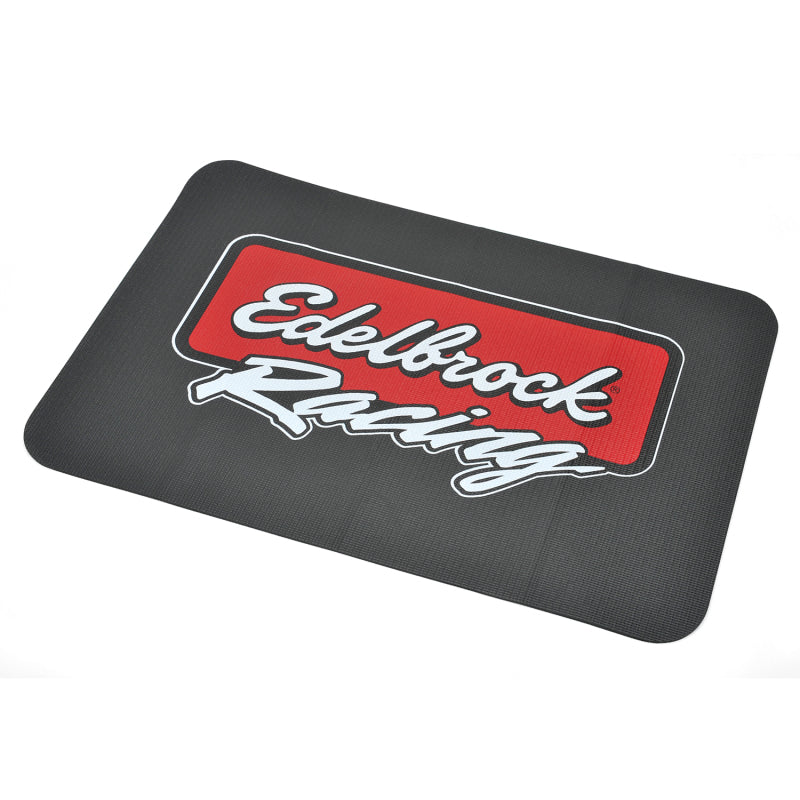 Edelbrock Racing Fender Cover made of PVC foam with printed Edelbrock logo, designed for automotive hardware protection.