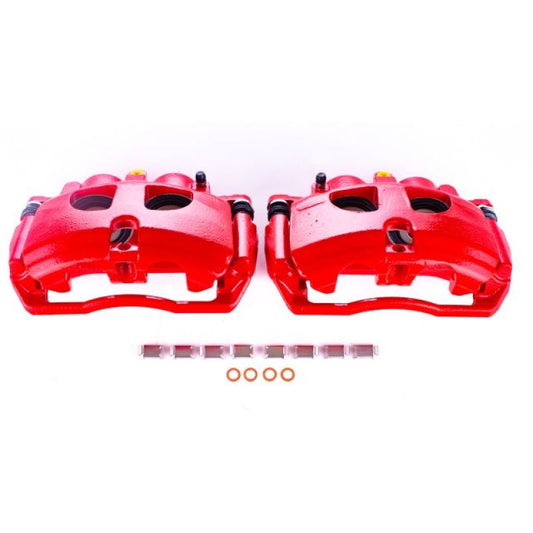 PowerStop rear red brake calipers with brackets for 2009-2010 Dodge Ram 3500, performance brake calipers pair