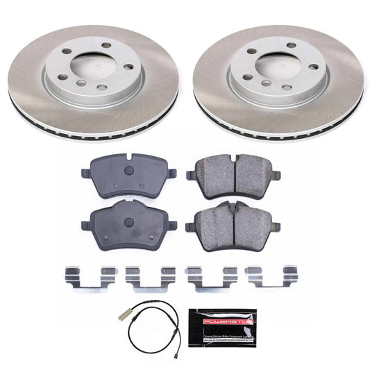 PowerStop brake kit with semi-coated front rotors for 2013-2016 Mini Cooper Paceman, performance upgrade with semi-coated rotors