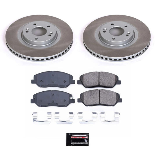 PowerStop front semi-coated rotor kit for Hyundai Santa Fe 2013-2016, performance brake rotor set with a clean, smooth surface.