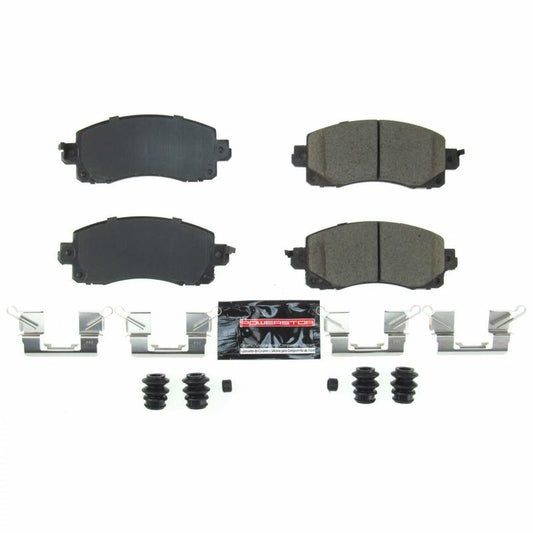 PowerStop Z23 Evolution Sport front brake pads with hardware for 2018-2019 Subaru Crosstrek, high-performance automotive brake upgrade