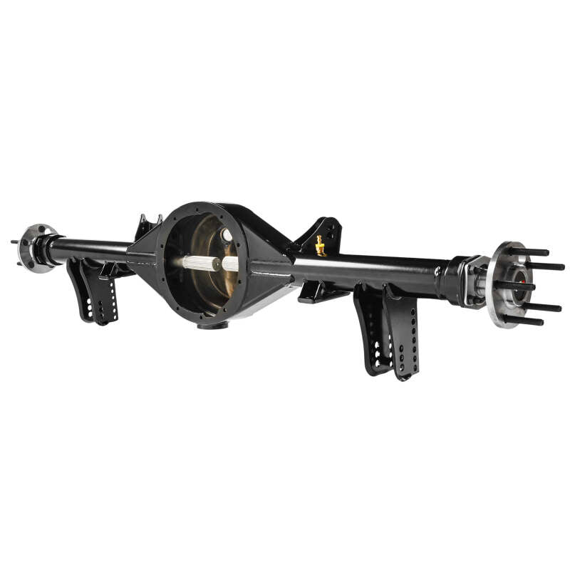 QA1 Ford Mustang 67-69 F / 68-72 X Body narrowed rear axle assembly with shocks and struts, showing the axle and suspension components.