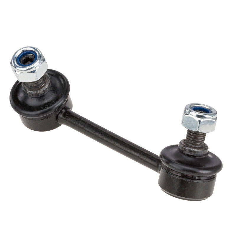 Moog rear left sway bar endlink for 2005-2010 Scion tC, close-up of black metal component with mounting points.