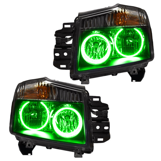 Oracle Lighting Nissan Titan SMD Headlights with ColorSHIFT BC1 Controller, featuring vibrant LED lighting and modern design.