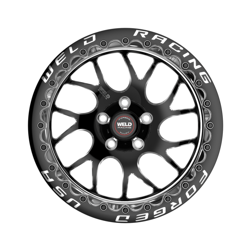 Weld S78 Beadlock forged wheel, black center with polished shell, 15x10 inch, 5x120.65 bolt pattern, black SBL MT design