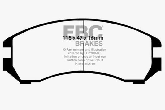 EBC Greenstuff front brake pads for Nissan Pulsar NX 1.6 SE, performance brake pads with green friction material.