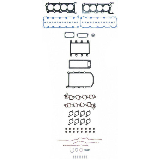 Fel-Pro Ford F-150 PermaTorque engine cylinder head gasket set with multiple gaskets laid out on a surface