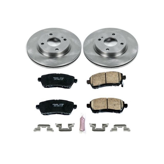 PowerStop OE brake kit for Ford Fiesta 2011-2019, front auto specialty brake components with brake rotors and calipers.