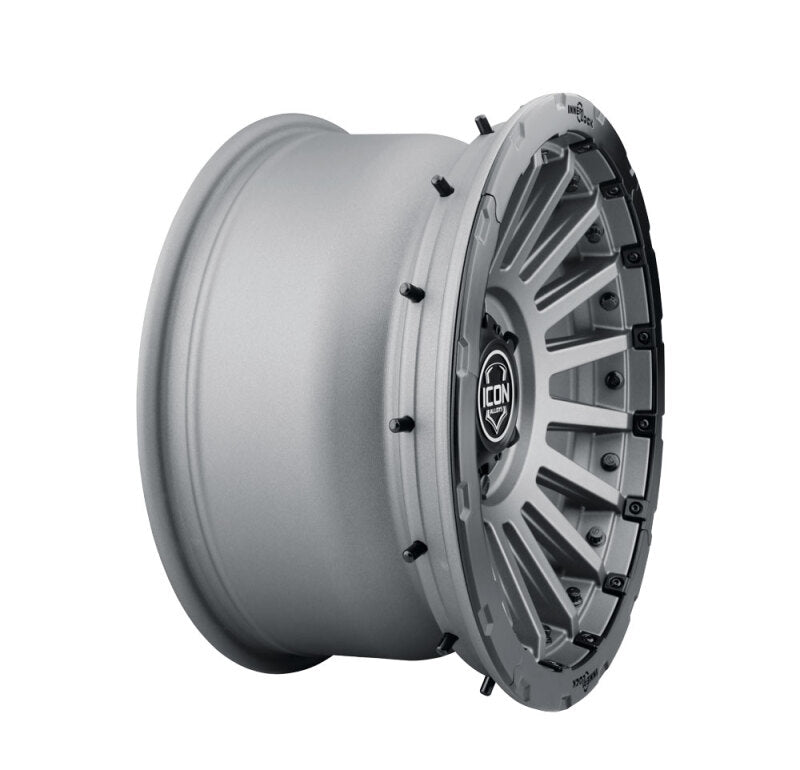 ICON Alloys Recon Pro satin charcoal cast wheels, 18-inch by 9-inch with 8x170 bolt pattern and 6mm offset, shown in satin charcoal finish.