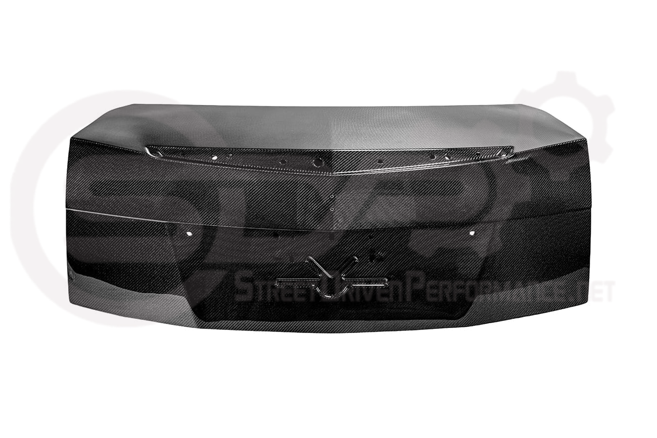 Carbon fiber rear trunk lid replacement for 2009-2015 Cadillac CTS and CTS-V V2 sedan by Street Driven Performance.