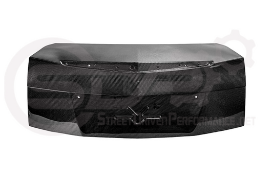 Carbon fiber rear trunk lid replacement for 2009-2015 Cadillac CTS and CTS-V V2 sedan by Street Driven Performance.