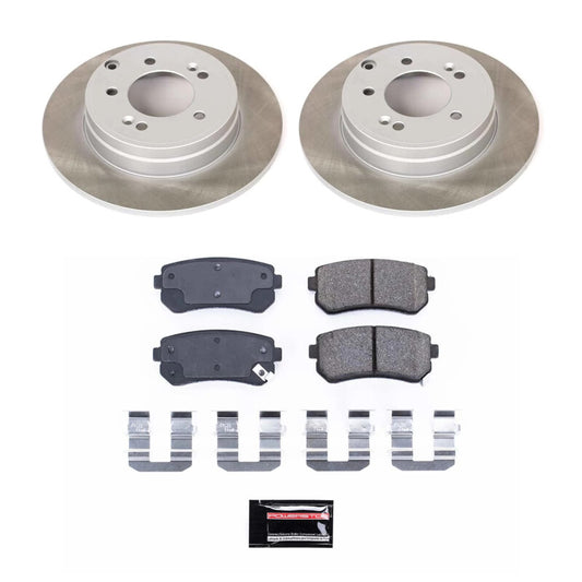 PowerStop rear semi-coated brake rotor kit for 2014-2016 Kia Cadenza, performance brake kit with metallic finish.