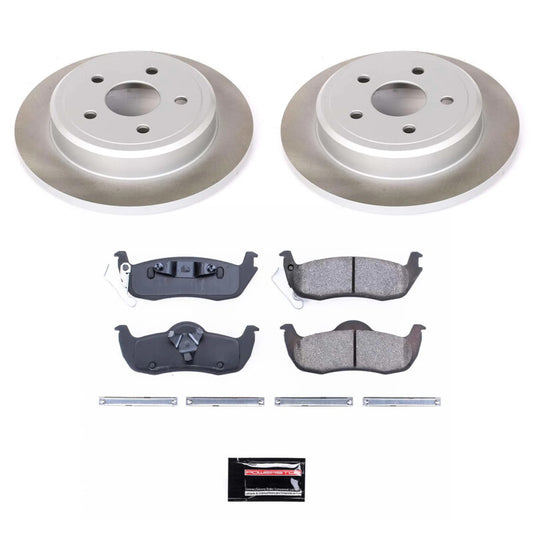 PowerStop rear semi-coated rotor kit for Jeep Grand Cherokee 2005-2010, performance brake rotor set with blank surface.