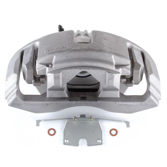 PowerStop OE front left brake caliper with bracket for BMW 550i GT (2010-2015) in silver, showing the caliper assembly.