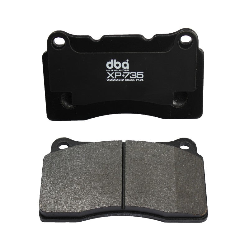 DBA performance rear brake pads for Ford Mustang GT 2015-2017 V8 with Brembo brakes, designed for high-performance stopping.