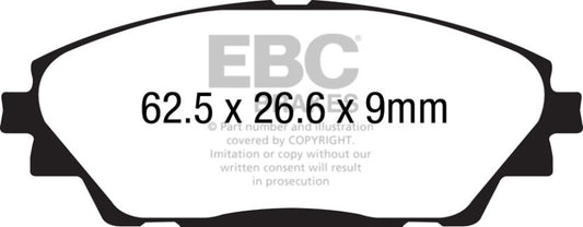 EBC 14+ Mazda 3 2.0 Japan Build Ultimax2 front brake pads, OE quality, designed for reliable stopping power.
