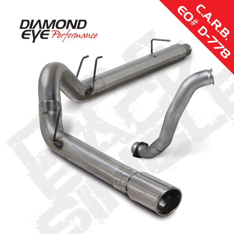 Diamond Eye Performance DPF Back exhaust system for 2008-2010 Ford 6.4L Powerstroke F250/F350 with single stainless steel pipe