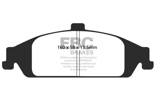 EBC Redstuff front brake pads for Chevrolet Malibu 2.4, high-performance brake pads with red friction material, shown in image.