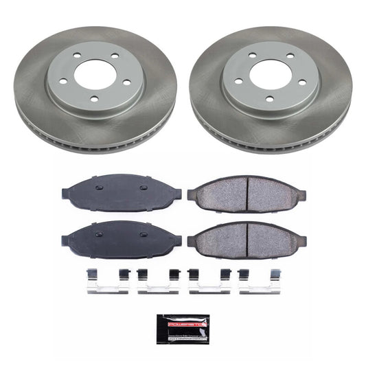 PowerStop front semi-coated brake rotor kit for Chrysler Pacifica 2004-2008, performance blank brake kit with vented rotors.