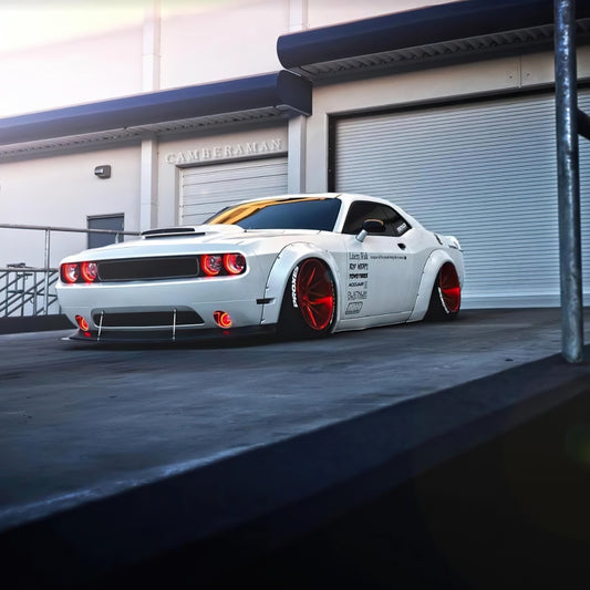 Oracle Dodge Challenger fog light halo kit with dynamic surface mount headlight and fog light halos, for enhanced vehicle lighting.