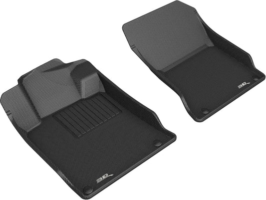Black 3D MAXpider Nissan Altima 2019 first row rubber floor mat with textured surface and custom fit design.