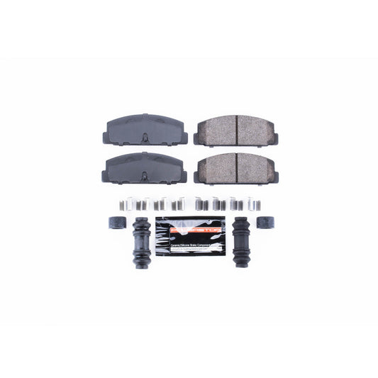 PowerStop Z23 Evolution Sport rear brake pads for Mazda 6 2003-2005 with hardware, high-performance brake components.