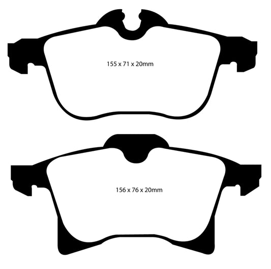 EBC Greenstuff front brake pads for Saturn Astra 2008-2009 1.8L, performance brake pads with green friction material.