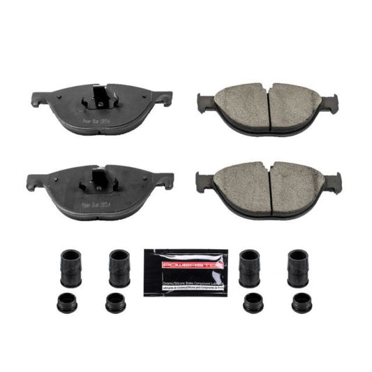 Power Stop Z23 Evolution Sport brake pads with hardware for 2013 BMW 528i front brake system, high-performance replacement part.
