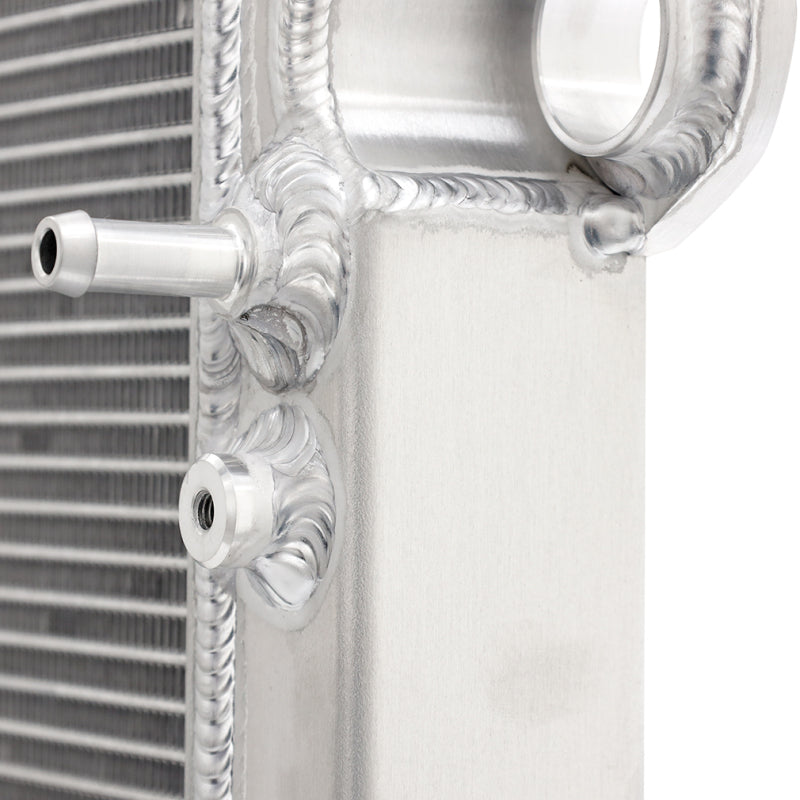 Mishimoto aluminum radiator for Toyota 4-Runner and GX470 4.7L engine, showing the sleek, performance-focused design.