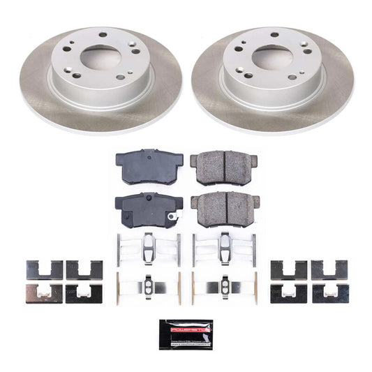 PowerStop rear semi-coated brake rotor kit for Honda Accord 2003-2007, performance blank brake kit with vented rotors.