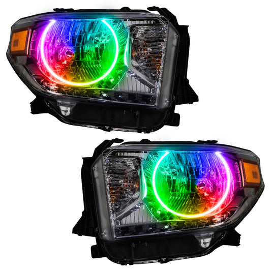 Oracle Lighting Toyota Tundra SMD Headlights with ColorSHIFT and simple controller, showcasing the sleek, modern headlight design.