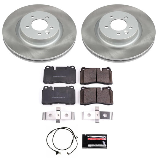 PowerStop performance brake kit with semi-coated front rotors for 2006-2009 Land Rover Range Rover Sport, shown in image.
