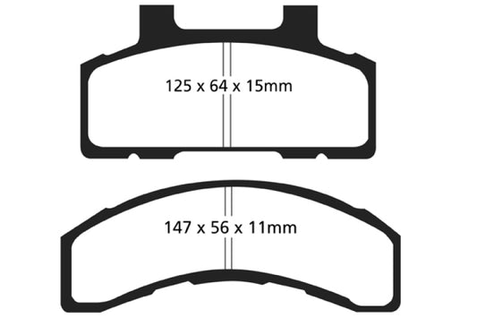 EBC Greenstuff front brake pads for Buick Century 1993-1996 2.2L, performance brake pads with green friction material.
