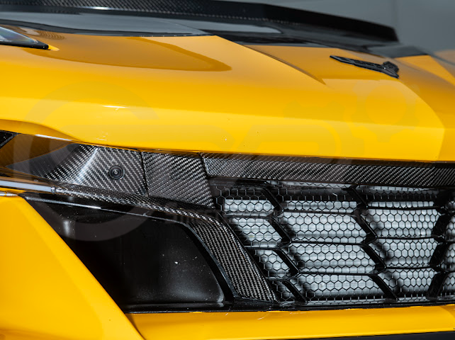 2023-Up Corvette C8 Z06 | Factory Style CARBON FIBER Front Grille License Holder Tow Trim