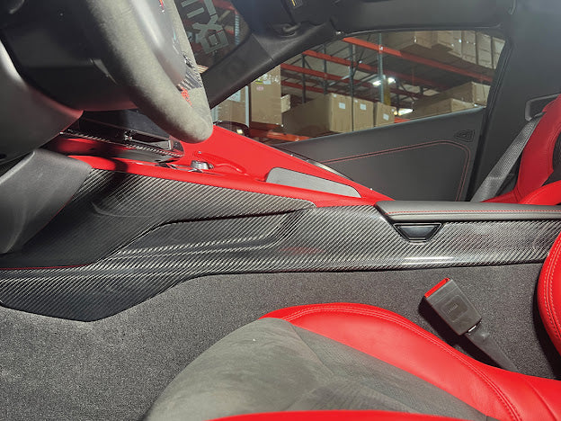 2020+ CORVETTE C8 | FACTORY STYLE CARBON FIBER CENTER CONSOLE SIDE PANEL TRIM VENT COVER