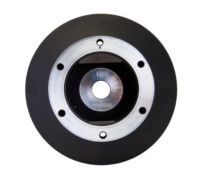 NRG Short Hub Adapter for 2008+ Subaru WRX/STi with SRS clock spring and resistors, steering wheel hub replacement, black finish