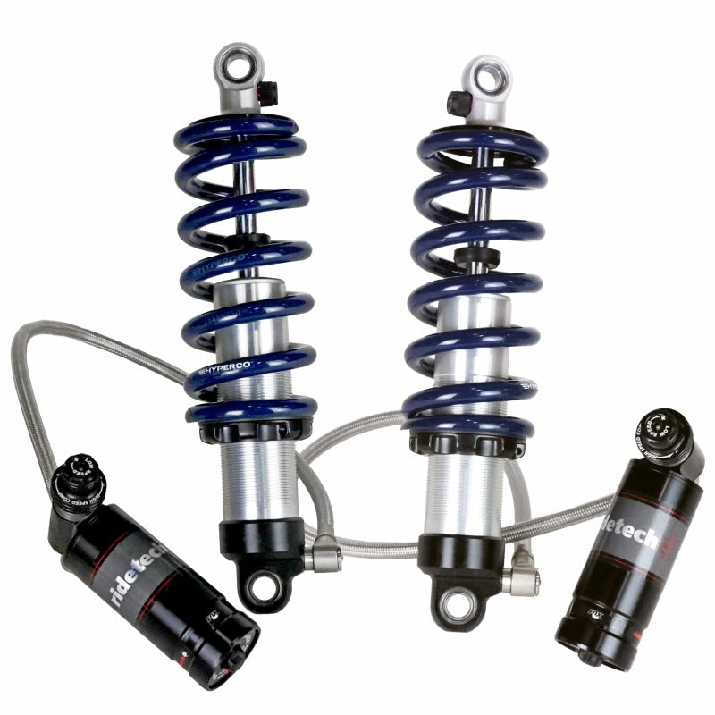 Ridetech 62-67 Chevy II Nova rear coilovers with 4-Link TQ suspension system, showing the coilover shocks and suspension components.