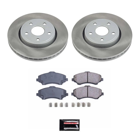 PowerStop front semi-coated brake rotor kit for Jeep Liberty 2008-2012, showing a high-performance brake rotor with vented design