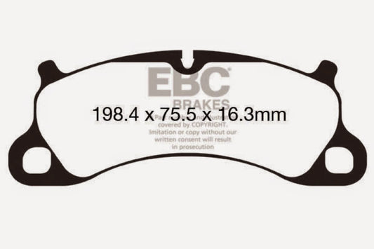 EBC performance red brake pads for Porsche 911 (991) 3.8 Carrera S, cast iron rotor, front brake pad set for enhanced stopping power