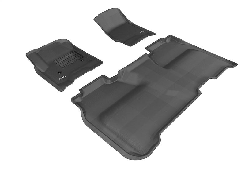 3D MAXpider rubber floor mats for GMC Sierra 1500 Crew Cab and HD models in black, full set with textured surface.