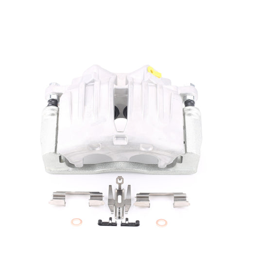 PowerStop OE front right brake caliper with bracket for 2004-2005 Buick Rainier, showing the black metal caliper assembly