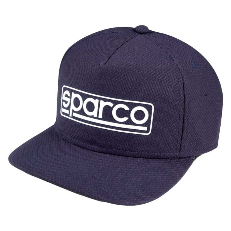Navy stretch headwear cap by Sparco, featuring a comfortable fit and sporty design, ideal for racing and casual wear.