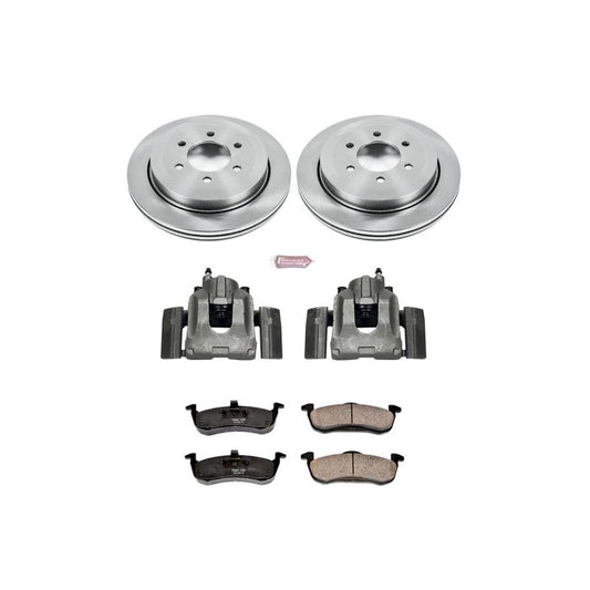 PowerStop OE rear brake kit with calipers for 2007-2017 Ford Expedition, includes brake rotors and hardware.