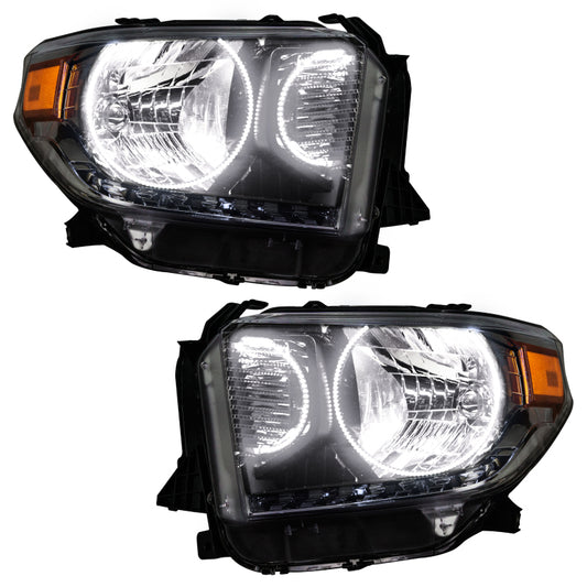 Oracle Toyota Tundra headlights with dual white halo SMD lighting, designed for models 2014-2017.