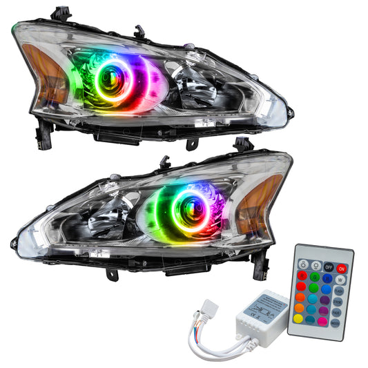 Oracle Lighting Nissan Altima 13-15 sedan SMD ColorSHIFT headlights with simple controller, showcasing modern automotive headlight design.