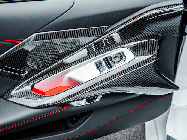 2020+ CHEVROLET CORVETTE C8 CARBON FIBER WINDOW SWITCH TRIM & PILLAR PANEL REPLACEMENT