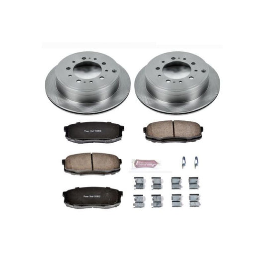 PowerStop rear OE brake kit for Lexus LX570, includes brake rotors and pads, designed for reliable stopping performance.